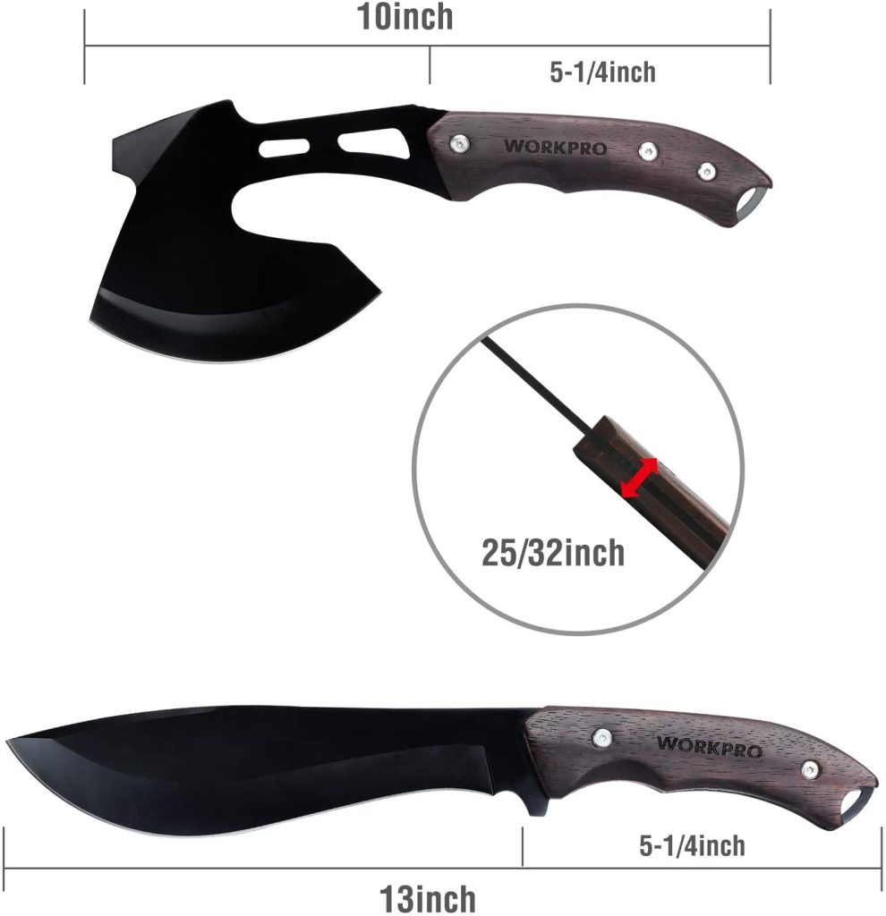 Set De Survie Vigor : Hache + Couteau à Lame Fixe + Pince Multifonction, Camping