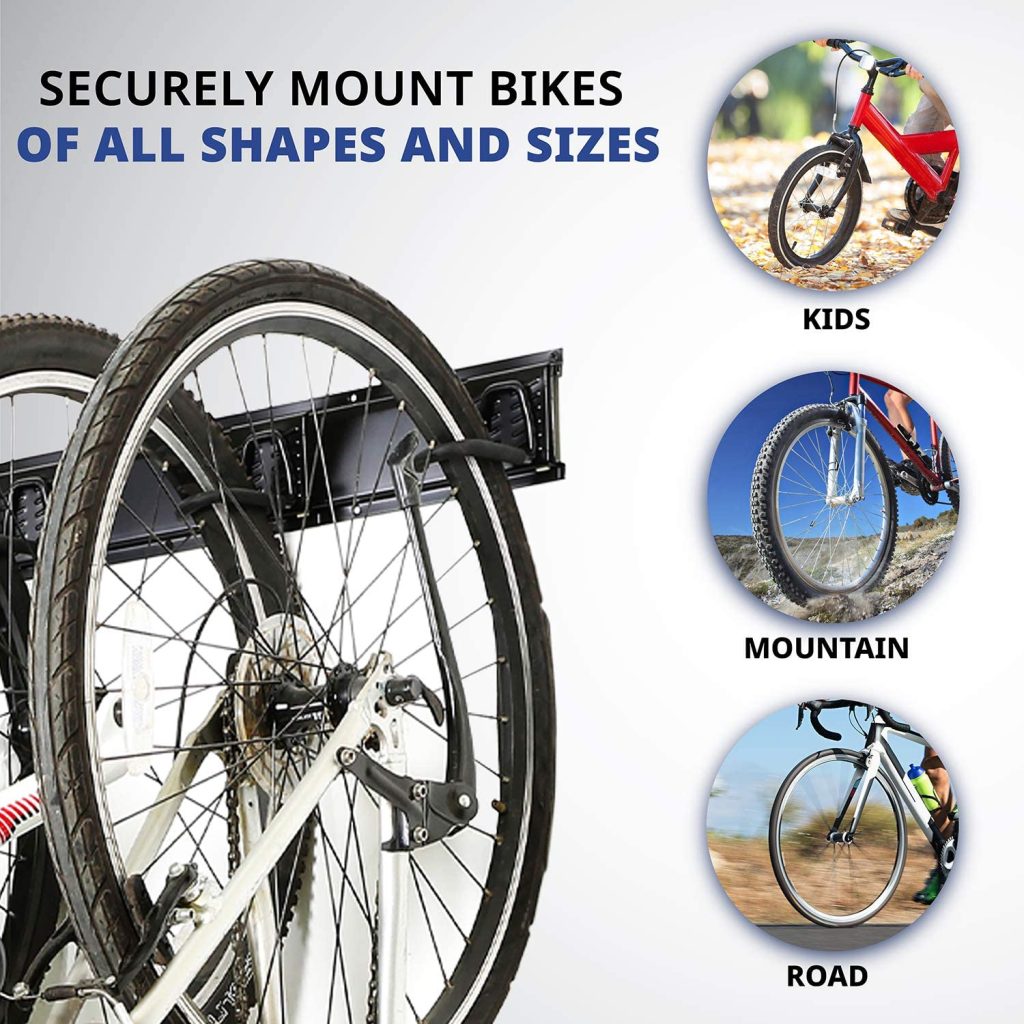 VEVOR Support de rangement pour vélo, 4 porte-vélos et 2 crochets pour casques, support mural de rangement pour vélo, organisateur de maison et de garage, personnalisable pour différentes tailles de